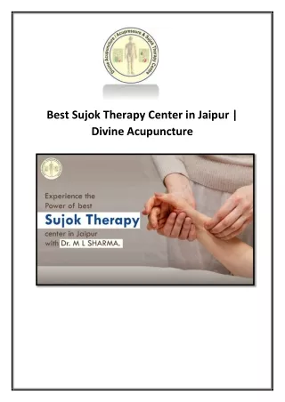 Best Sujok Therapy Center in Jaipur | Divine Acupuncture