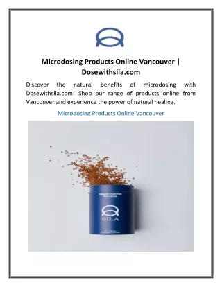 Microdosing Products Online Vancouver