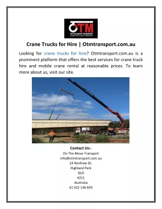 Crane Trucks for Hire