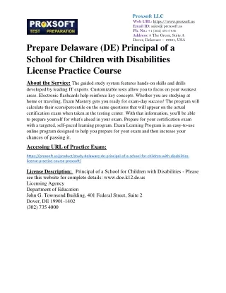 PROXSOFT-US-1501Prepare Delaware (DE) Principal of a School for Children with Di