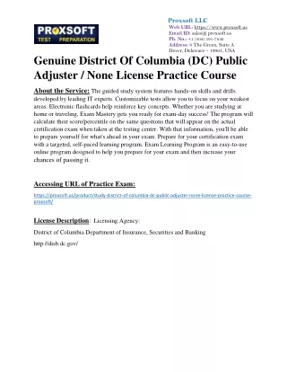 Genuine District Of Columbia (DC) Public Adjuster / None License Practice Course