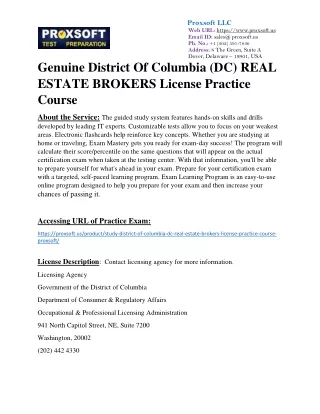 Genuine District Of Columbia (DC) REAL ESTATE BROKERS License Practice Course