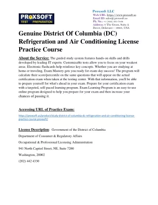 Genuine District Of Columbia (DC) Refrigeration and Air Conditioning License Pra
