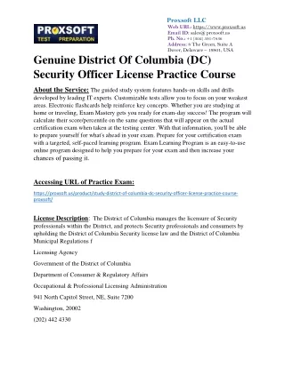 Genuine District Of Columbia (DC) Security Officer License Practice Course