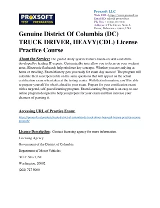 Genuine District Of Columbia (DC) TRUCK DRIVER, HEAVY(CDL) License Practice Cour