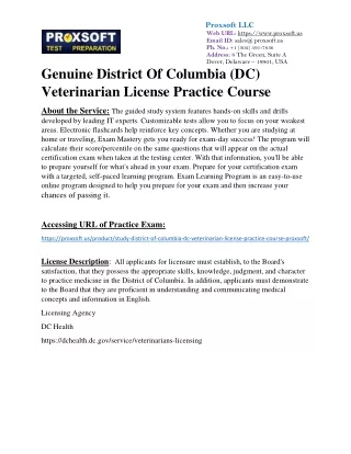 Genuine District Of Columbia (DC) Veterinarian License Practice Course