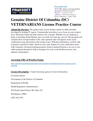 Genuine District Of Columbia (DC) VETERNARIANS License Practice Course