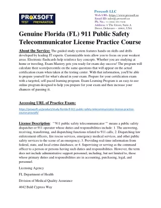 Genuine Florida (FL) 911 Public Safety Telecommunicator License Practice Course