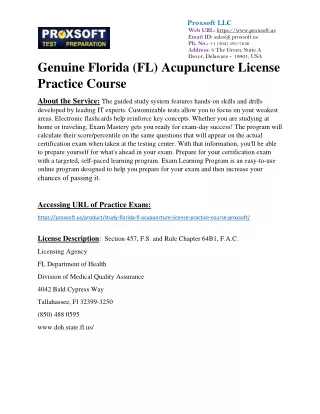 Genuine Florida (FL) Acupuncture License Practice Course