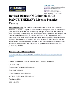 Revised District Of Columbia (DC) DANCE THERAPY License Practice Course