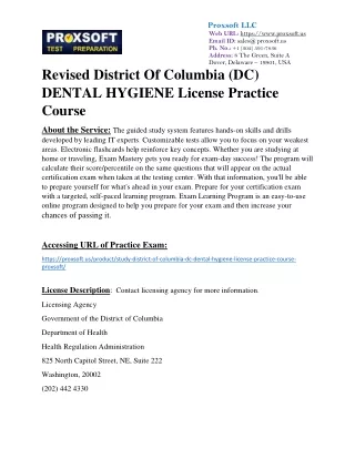 Revised District Of Columbia (DC) DENTAL HYGIENE License Practice Course