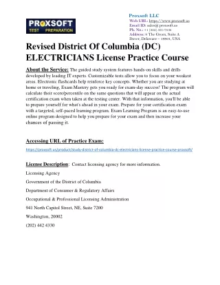 Revised District Of Columbia (DC) ELECTRICIANS License Practice Course