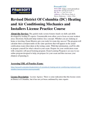 Revised District Of Columbia (DC) Heating and Air Conditioning Mechanics and Ins