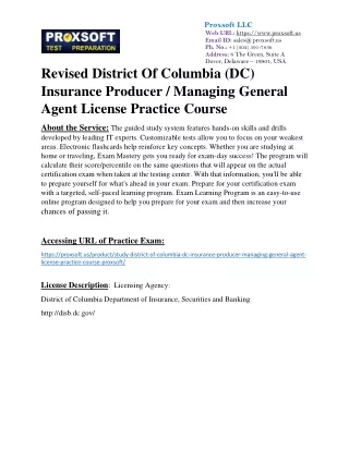 Revised District Of Columbia (DC) Insurance Producer / Managing General Agent Li