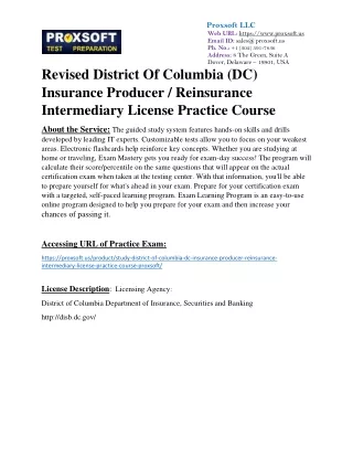 Revised District Of Columbia (DC) Insurance Producer / Reinsurance Intermediary