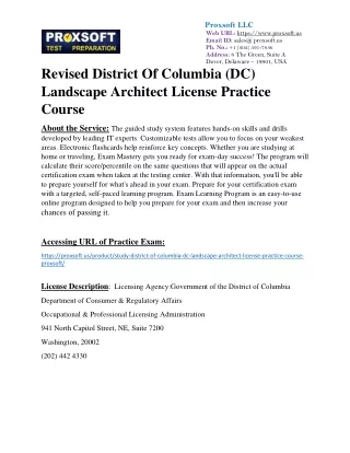 Revised District Of Columbia (DC) Landscape Architect License Practice Course