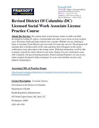 Revised District Of Columbia (DC) Licensed Social Work Associate License Practic