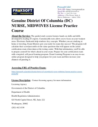 Genuine District Of Columbia (DC) NURSE, MIDWIVES License Practice Course