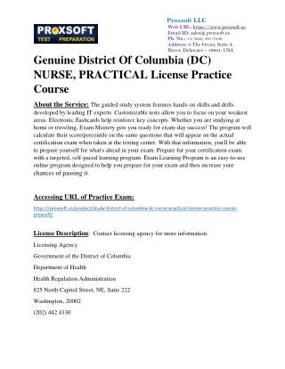 Genuine District Of Columbia (DC) NURSE, PRACTICAL License Practice Course