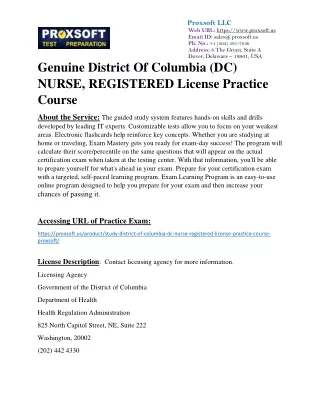 Genuine District Of Columbia (DC) NURSE, REGISTERED License Practice Course