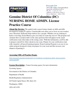 Genuine District Of Columbia (DC) NURSING HOME ADMIN. License Practice Course