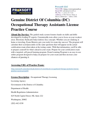 Genuine District Of Columbia (DC) Occupational Therapy Assistants License Practi