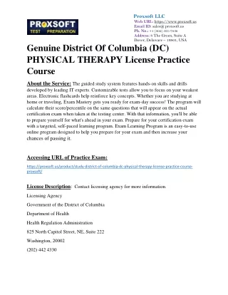 Genuine District Of Columbia (DC) PHYSICAL THERAPY License Practice Course