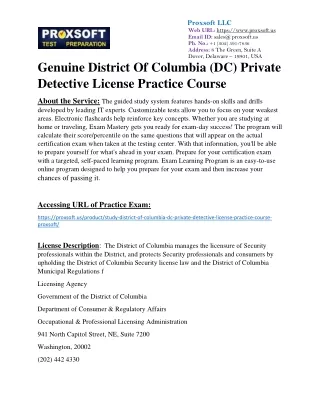 Genuine District Of Columbia (DC) Private Detective License Practice Course