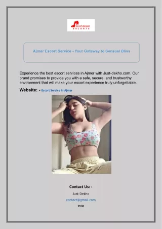 Ajmer Escort Service - Your Gateway To Sensual Bliss