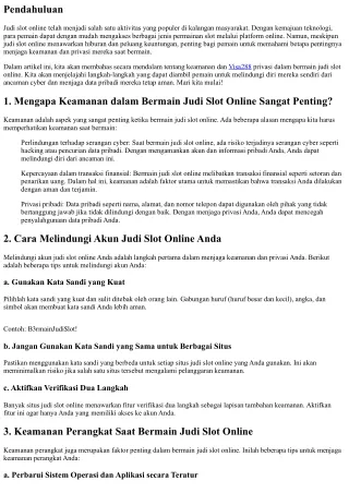 Mengupas Tuntas Keamanan dan Privasi dalam Bermain Judi Slot Online