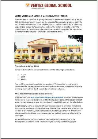 Vertex Global: Best School in Gorakhpur, Uttar Pradesh