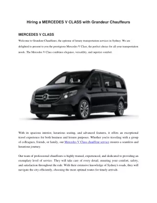 Hiring a MERCEDES V CLASS with Grandeur Chauffeurs