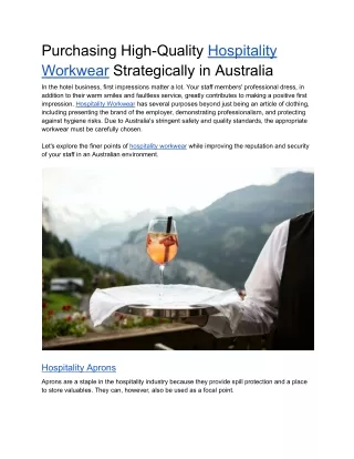 Purchasing High-Quality Hospitality Workwear Strategically in Australia