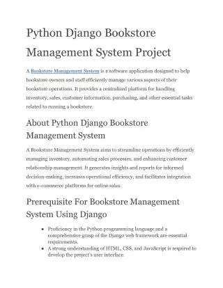 Python Django Bookstore Management System Project