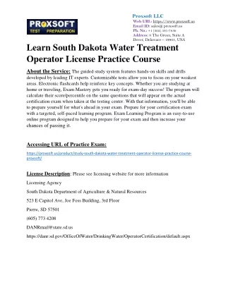 Learn South Dakota Water Treatment Operator License Practice Course