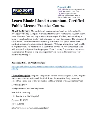 Learn Rhode Island Accountant, Certified Public License Practice Course