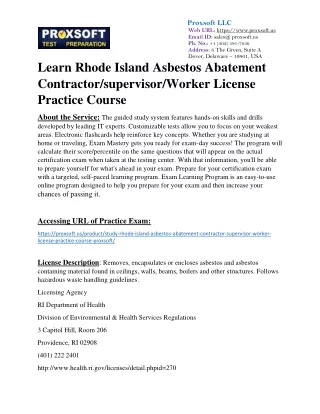 Learn Rhode Island Asbestos Abatement Contractor/supervisor/Worker License Pract