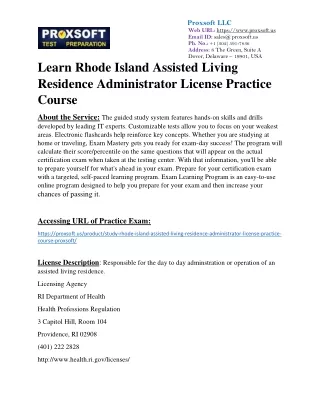 Learn Rhode Island Assisted Living Residence Administrator License Practice Cour