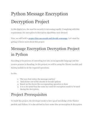 Python Message Encryption Decryption Project