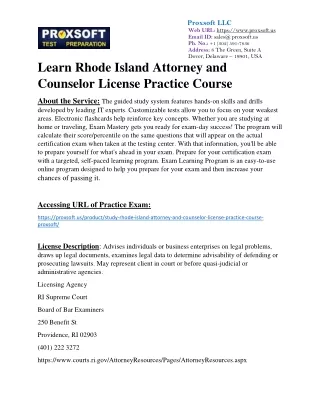 Learn Rhode Island Attorney and Counselor License Practice Course