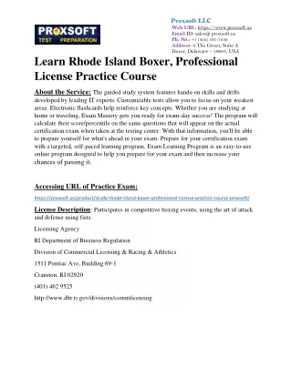 Learn Rhode Island Boxer, Professional License Practice Course