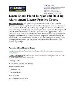 Learn Rhode Island Burglar and Hold-up Alarm Agent License Practice Course