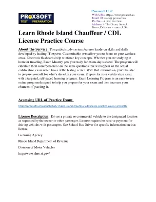 Learn Rhode Island Chauffeur / CDL License Practice Course