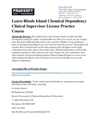 Learn Rhode Island Chemical Dependency Clinical Supervisor License Practice Cour