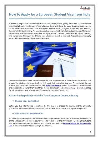 How to Apply For a European Student Visa from India?