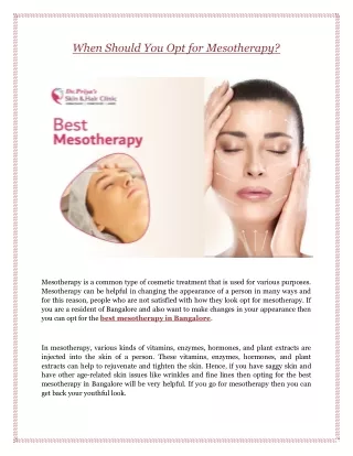 When Should You Opt for Mesotherapy?