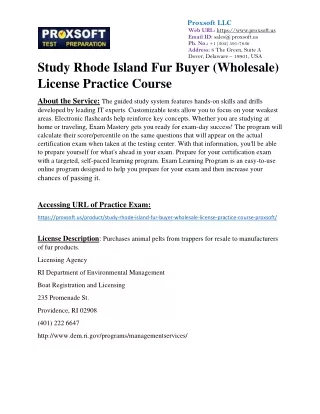Study Rhode Island Fur Buyer (Wholesale) License Practice Course