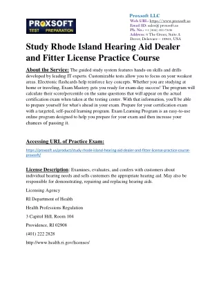 Study Rhode Island Hearing Aid Dealer and Fitter License Practice Course