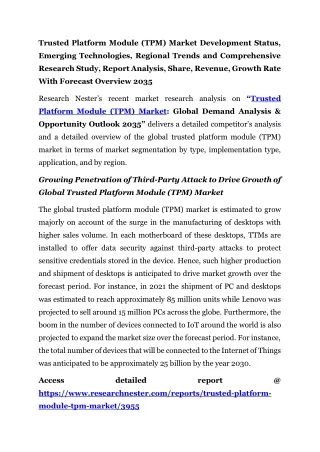Trusted Platform Module (TPM) Market Forecast Overview 2035