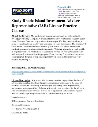Study Rhode Island Investment Adviser Representative (IAR) License Practice Cour